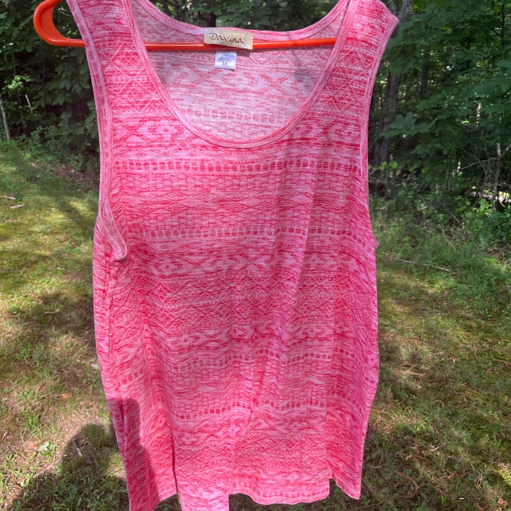 Davina 3X pink tank, long length